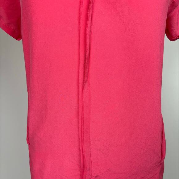Maje Pink 100% Silk V Neck Short Sleeve Cutout Back Mini T Shirt Dress Size S - Picture 6 of 8
